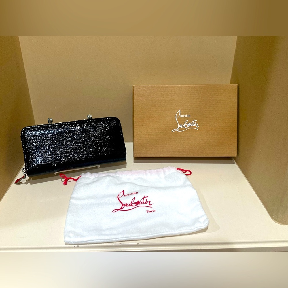 Christian Louboutin Patent Black Zippy Wallet